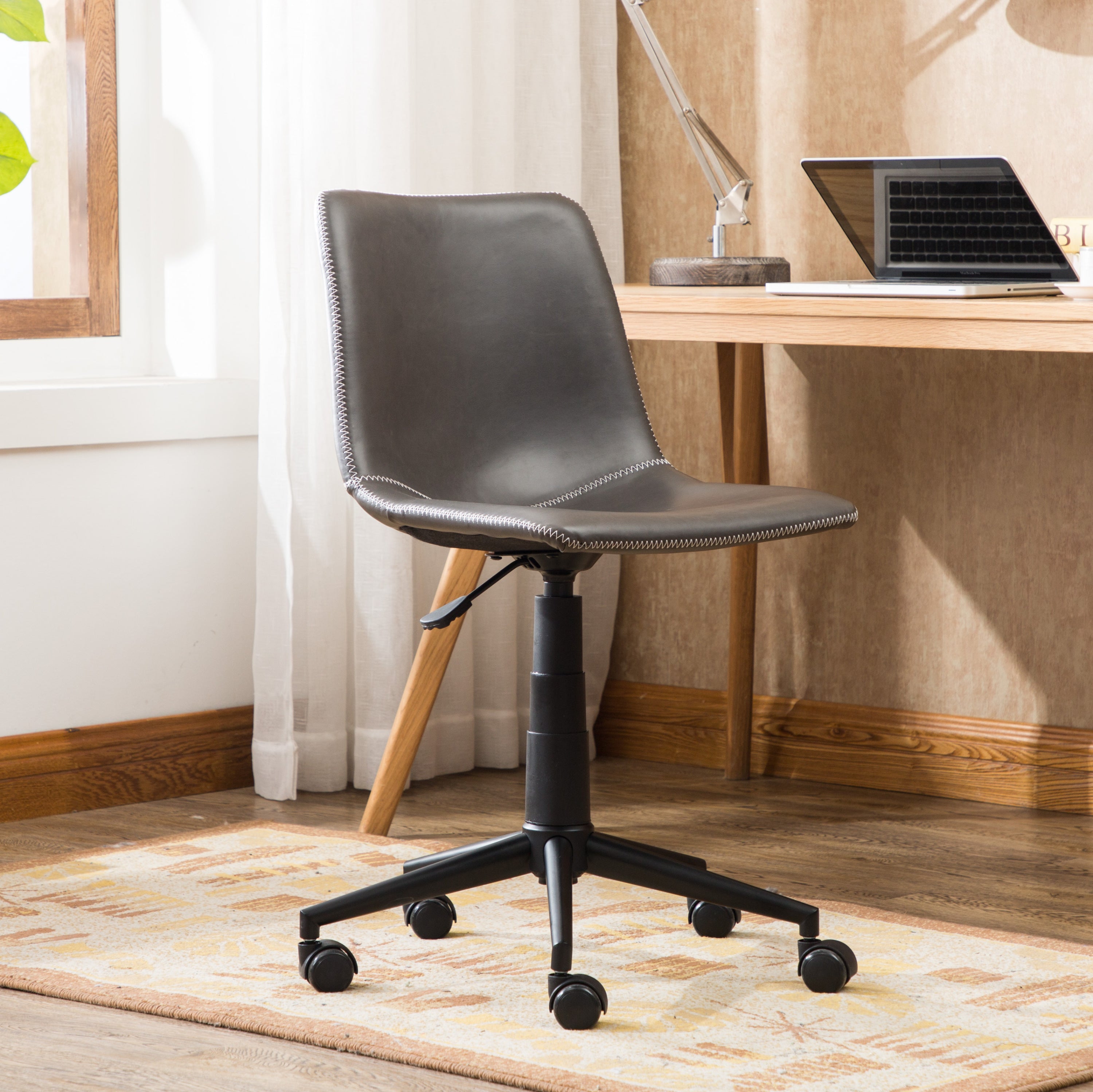 Cesena Faux Leather 360 Swivel Air Lift Office Chair, Antique Gray | Premium Home Decor - Grand Goldman