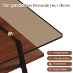 Modern Rectangular Coffee Table with Tempered Brown Glass Top and MDF Layer – Table for Living Room - Grand Goldman Shop