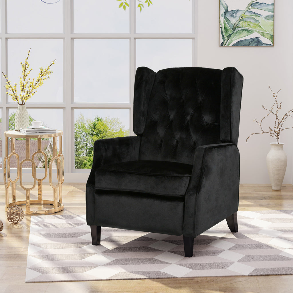 Pushback Recliner Chair, Fabric Armchair Push Back Recliner with Rivet Decoration, Mid Century Wingback Accent Chair for Living Room, Bedroom - Grand Goldman Shop