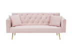 71 inch convertible love seat sofa, American retro pink velvet, suitable for small living room, bedroom, office - Grand Goldman Shop