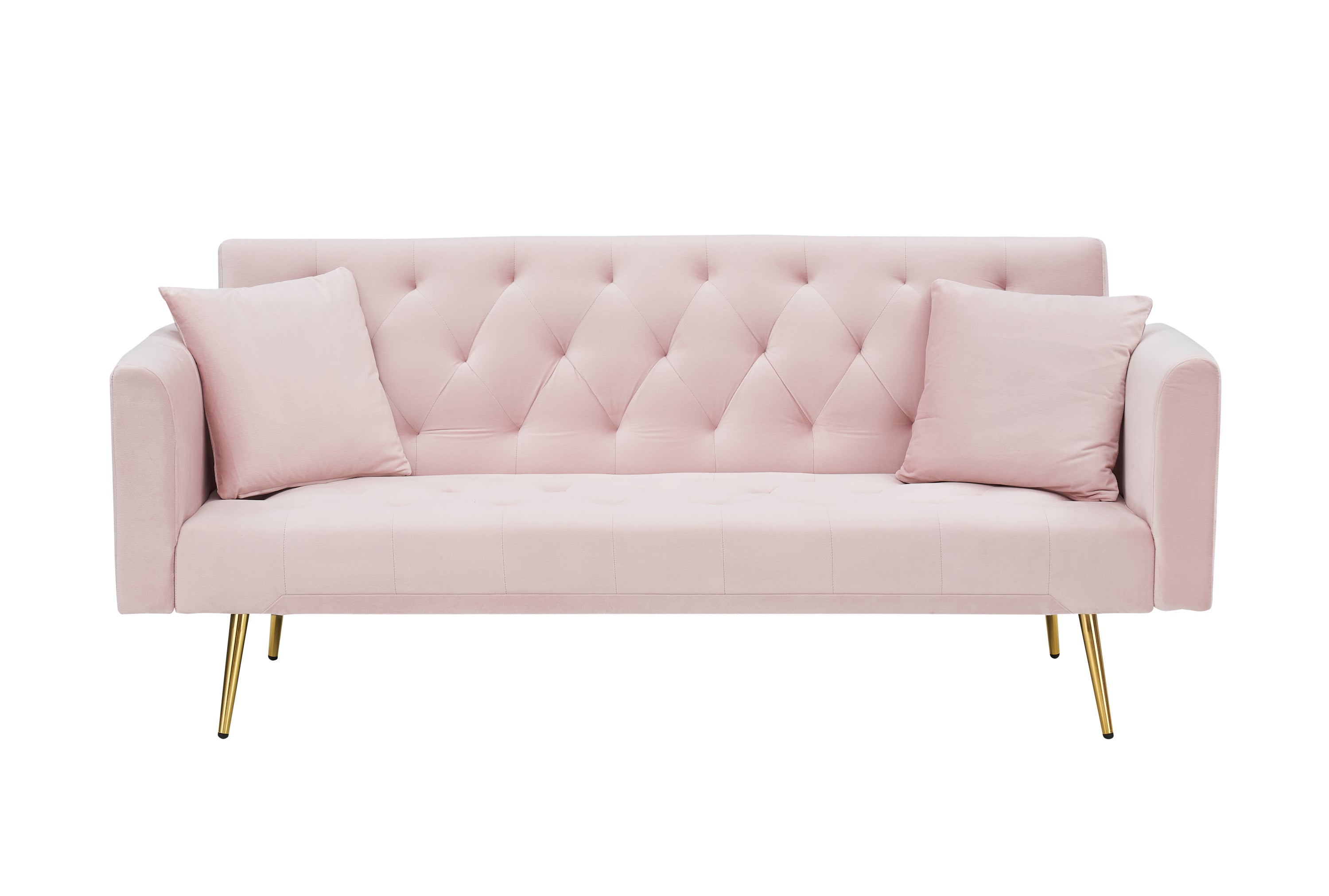 71 inch convertible love seat sofa, American retro pink velvet, suitable for small living room, bedroom, office - Grand Goldman Shop