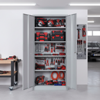Ironclad 71' Gray Metal Storage Cabinet with Locking Doors and 4 Adjustable Shelves, Heavy-Duty Steel Cabinet for Garage, Lau