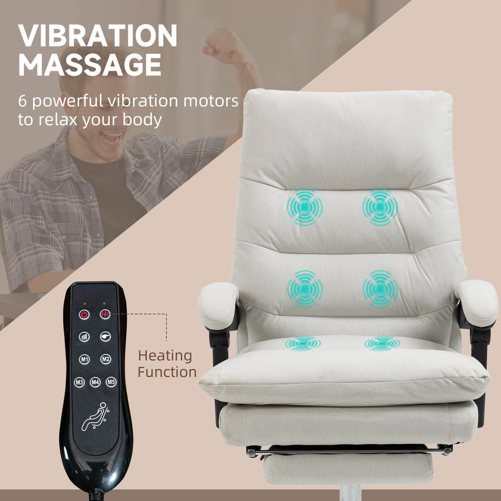 Vinsetto Microfibre Executive Massage Office Chair,  Computer Desk Chair, Heated Reclining Chair with Footrest, Double-tier P