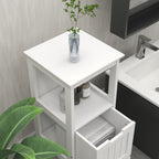Bathroom Floor Cabinet with 2 Drawers and 1 Storage Shelf,Freestanding Wood Storage Organizer Cabinet-White - Grand Goldman Shop
