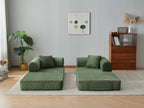 78.8' Compression Sofa,Convertible Floor Sofa Bed-with Pillow Back Support Armrest,Comfy Futon Couch Sleeper Bed,Loveseats Boneless Modular Sectional Sofa,Corduroy fabric,for Living Room,Bedroom,Green - Grand Goldman Shop
