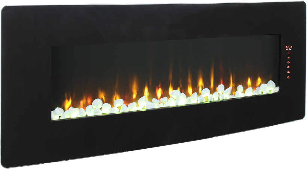 48 inch Curved Front Wall Mounted Electric Fireplace with remote and multi color flame & emberbed - Grand Goldman Shop