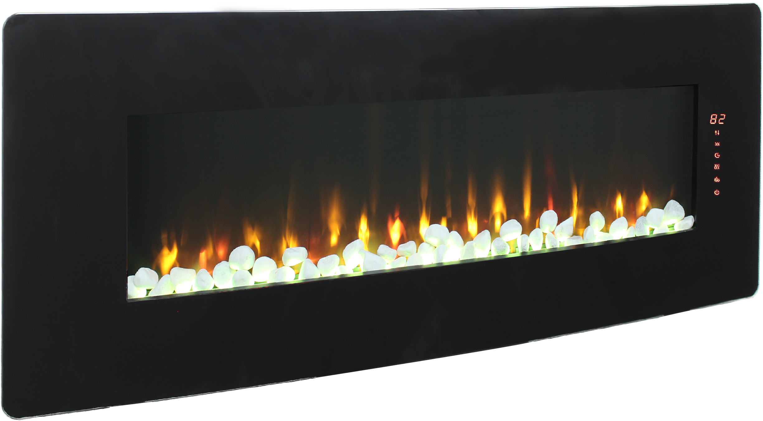 48 inch Curved Front Wall Mounted Electric Fireplace with remote and multi color flame & emberbed - Grand Goldman Shop