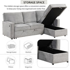 U_STYLE Upholstery Sleeper Sectional Sofa with Storage Space, USB port, 2 cup holders on Back Cushions(same sku; WY000335AAE) - Grand Goldman Shop