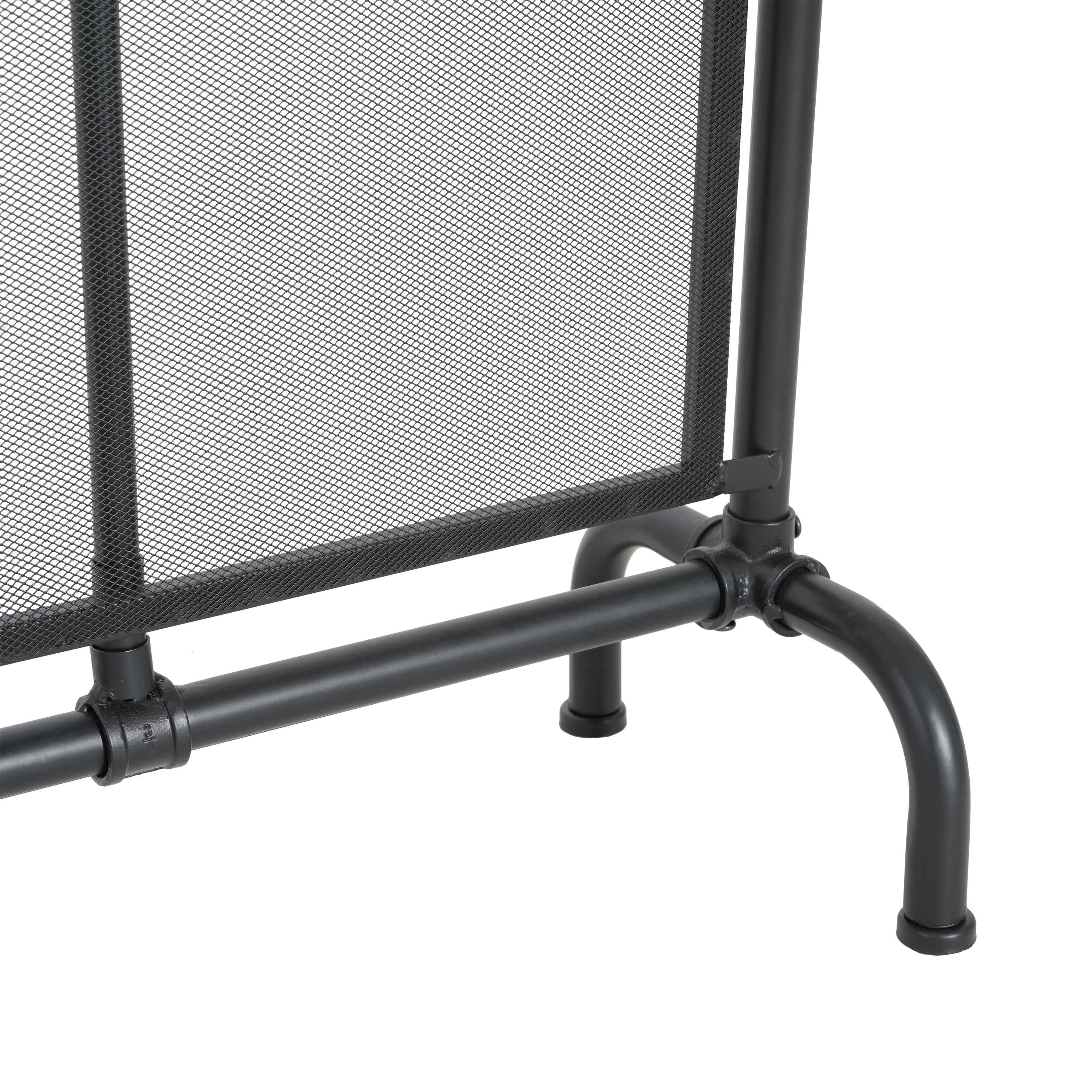 Celeste 1 Panel Iron Fireplace Screen 36' W x 29' H, Black - Grand Goldman Shop