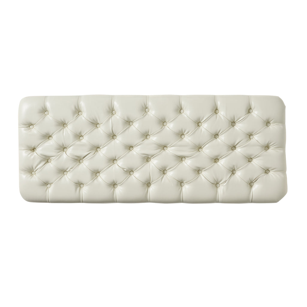 Juliana Storage Ottoman with Hidden Compartment in Ivory PU Leather, 50 x 20.5 Inches - Grand Goldman Shop