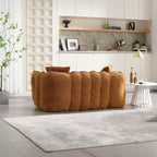 Cozy Beanbag Chair with High Resilience Foam Core for Two - Yellow Chenille, 66x35x25 inches - Grand Goldman Shop