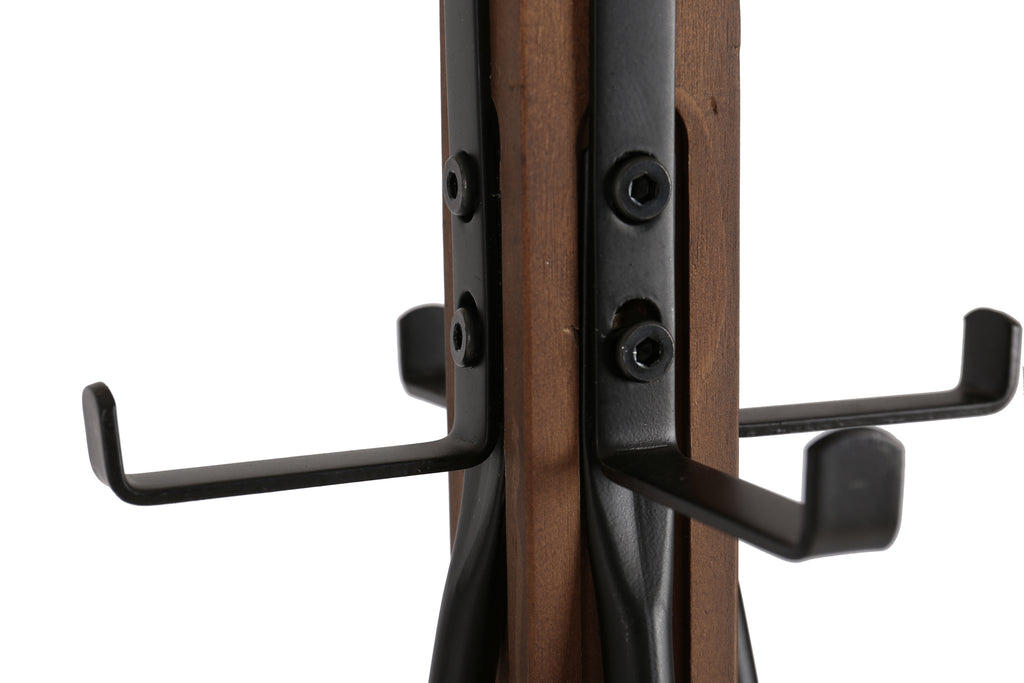 Reclaimed Wood and Metal Freestanding Coat Rack with Hooks use in bedroom, living room - Grand Goldman Shop