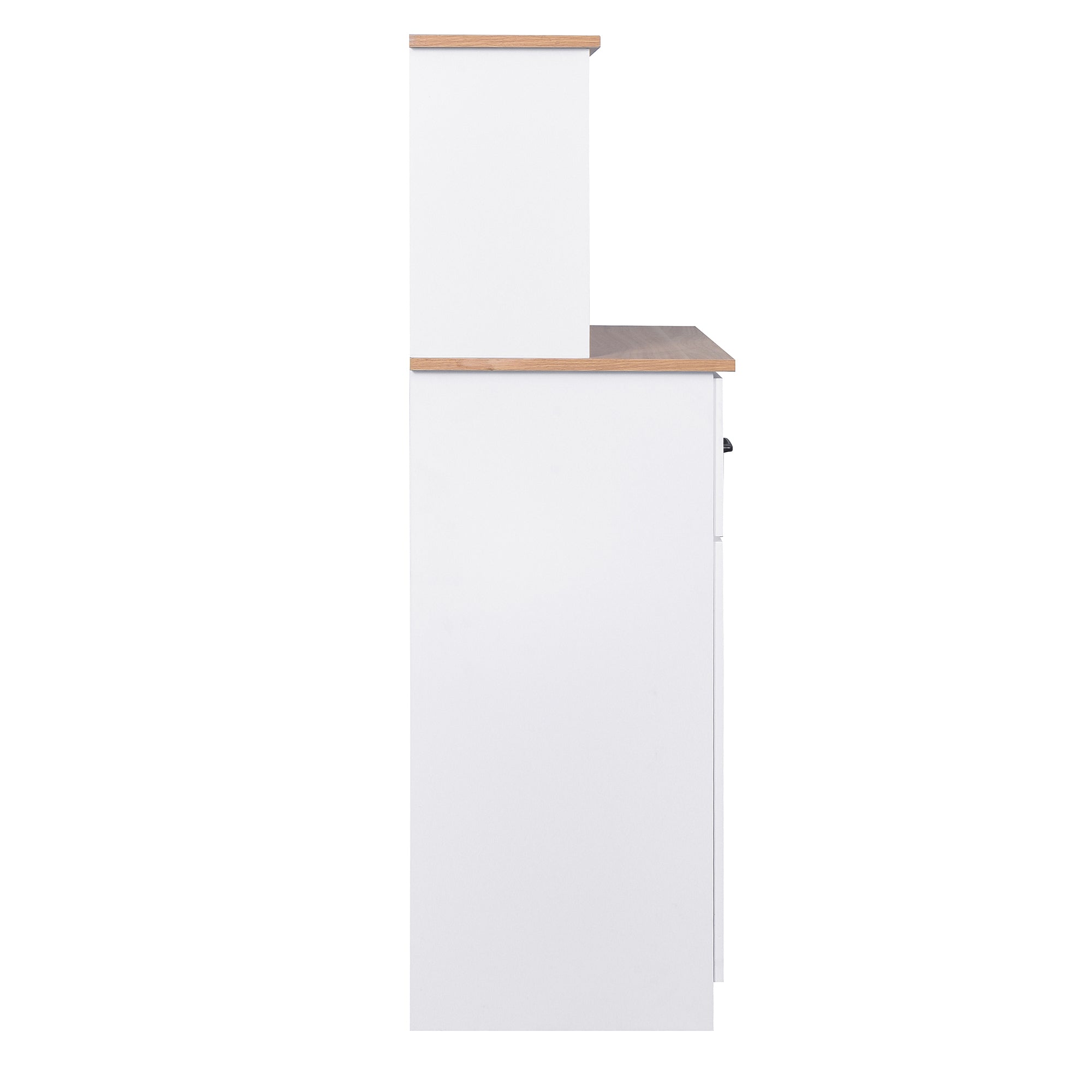 Wooden Kitchen Cabinet White Pantry Storage Microwave Cabinet with Storage Drawer - Grand Goldman Shop