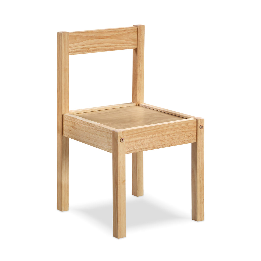 Della 3-Piece Solid Wood Kids Table & Two Chair Set, Natural - Grand Goldman