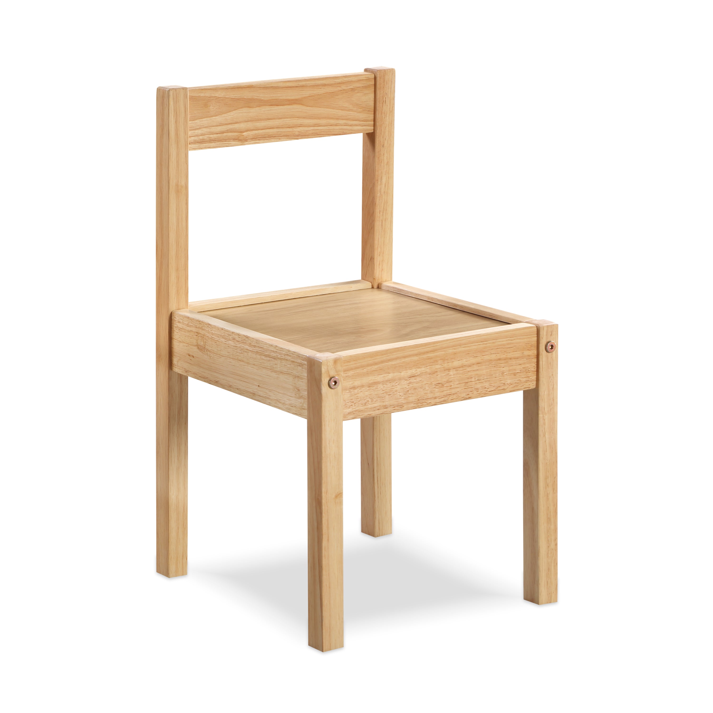 Della 3-Piece Solid Wood Kids Table & Two Chair Set, Natural - Grand Goldman