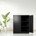 Metal Storage Cabinet with 2 Doors and 2 Shelves, Lockable Steel Storage Cabinet for Office, Garage, Warehouse | Premium Home