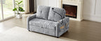 Modern Loveseat Pull-out Sofa Bed with Adjustable Backrest, Cup Holders, Phone Holder, Charging Ports, Side Storage Pockets, Grey Chenille - Grand Goldman Shop