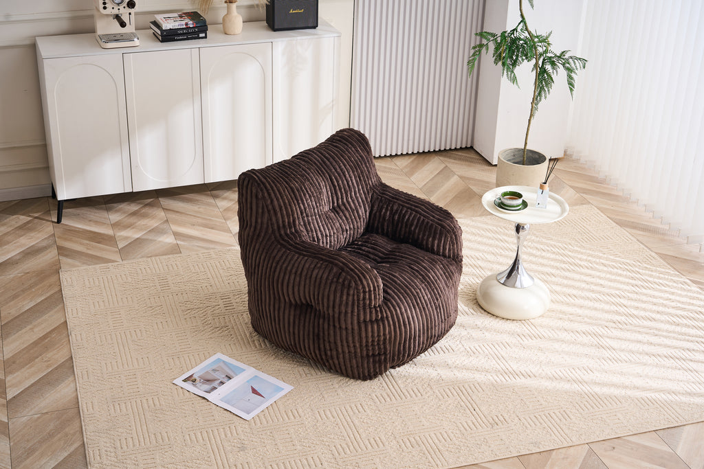 010-Soft Fluffy Corduroy Fabric Bean Bag Chair Filled With Memory Sponge,Brown - Grand Goldman Shop
