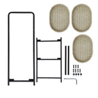 Farmhouse Style 3 Tiers Tray Tables Paper Rope Woven Side Table with Oval Storage Basket in Natural - Grand Goldman Shop
