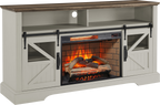 60 Inch Electric Fireplace  Entertainment Center With Door Sensor-Jasmine white color - Grand Goldman Shop