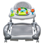 4-in-1 Baby Walker, Foldable Baby Activity Center on Wheels, 3 Adjustable Height, Music & Toys Tray, Learning-Seated,Walk-Beh