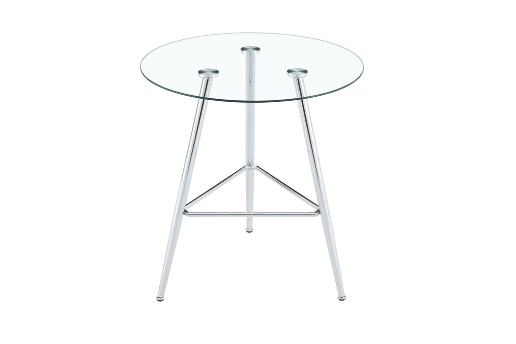 36 Inch Height Bar Table, 34 Inch Round Tempered Glass Top Pub Table with Chrome-Plated Silver Metal Legs, Modern Bistro Table for Kitchen Island/Bar/Cafe - Grand Goldman Shop