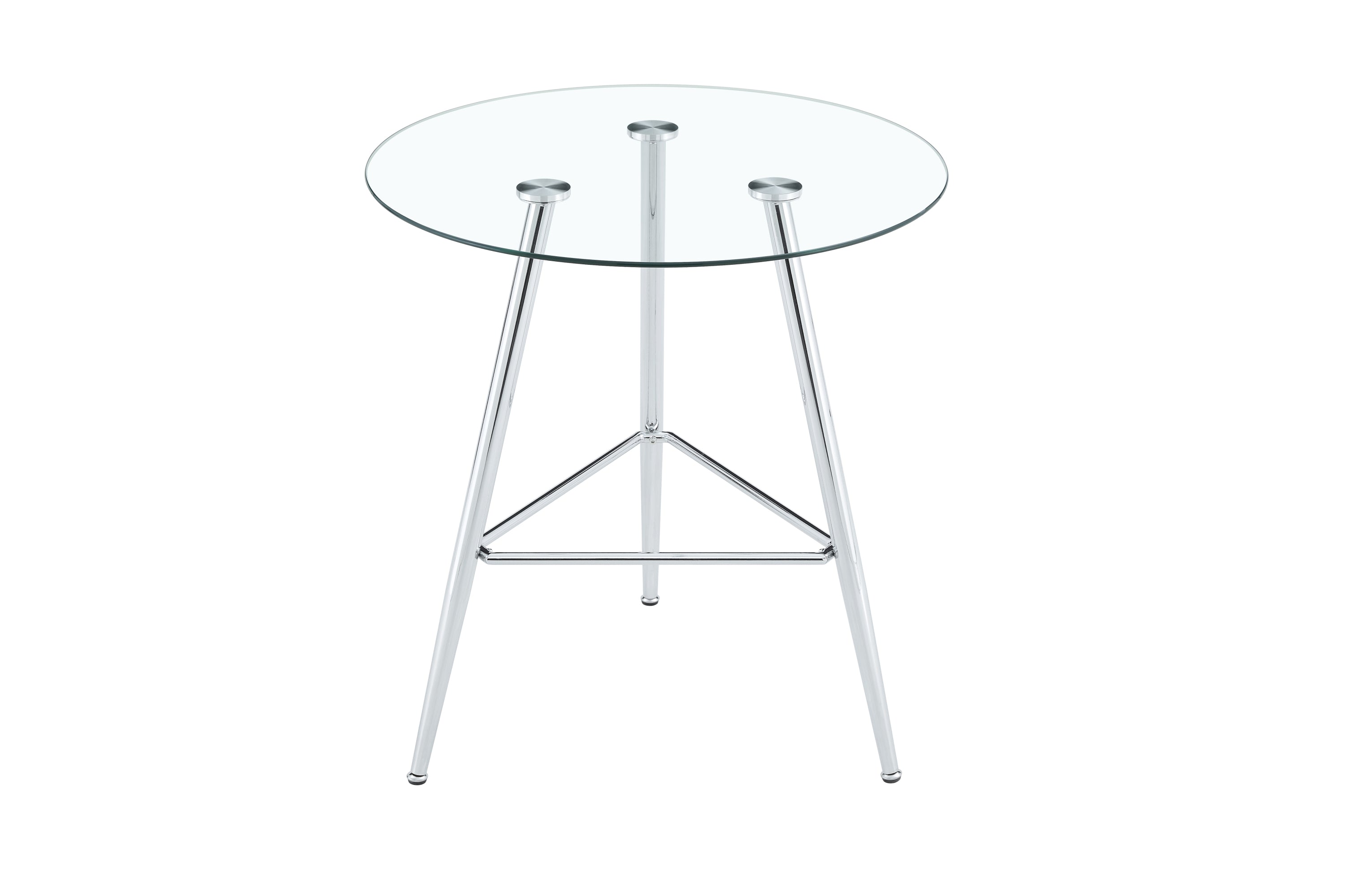 36 Inch Height Bar Table, 34 Inch Round Tempered Glass Top Pub Table with Chrome-Plated Silver Metal Legs, Modern Bistro Table for Kitchen Island/Bar/Cafe - Grand Goldman Shop