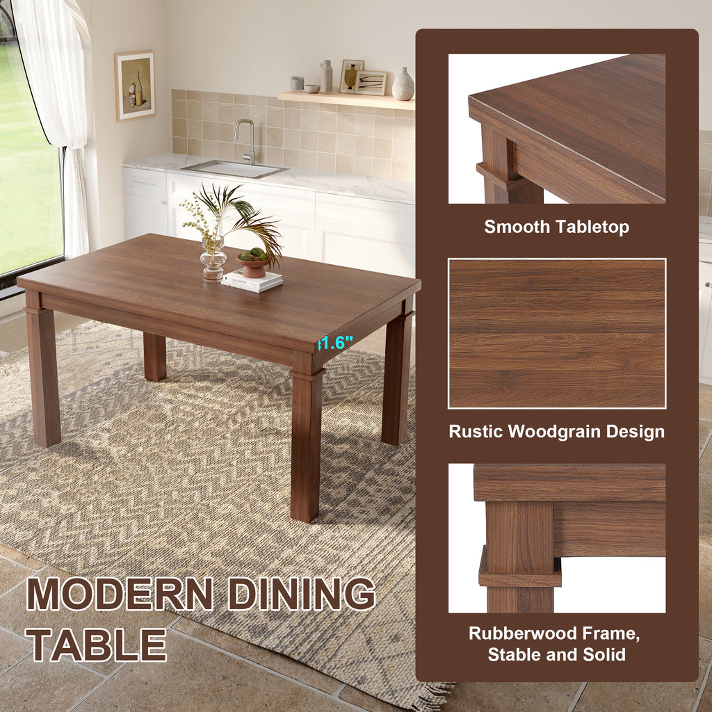 6-Piece Modern Dining Set, Rectangle Kitchen Table with 4 Upholstered Chairs & Bench, Ideal for Dining Room and Living Room, (Easy Assembly, Space Saving) - Grand Goldman Shop