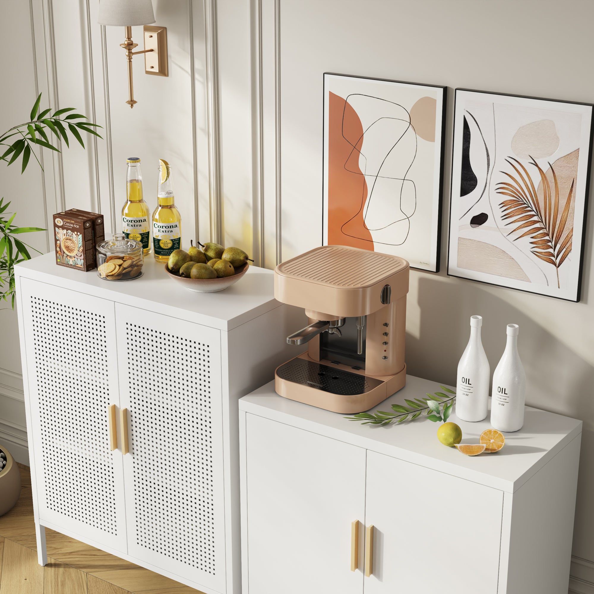 NO LOCK, Metal Storage Cabinet with 2 Doors and 2 Adjustable Shelves, Steel Storage Cabinet, Metal File Cabinet for Home Offi