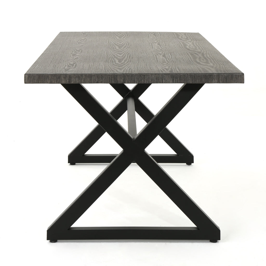 Rolando Outdoor Aluminum Dining Table with Steel Frame, Grey / Black - Grand Goldman Shop