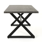 Rolando Outdoor Aluminum Dining Table with Steel Frame, Grey / Black - Grand Goldman Shop