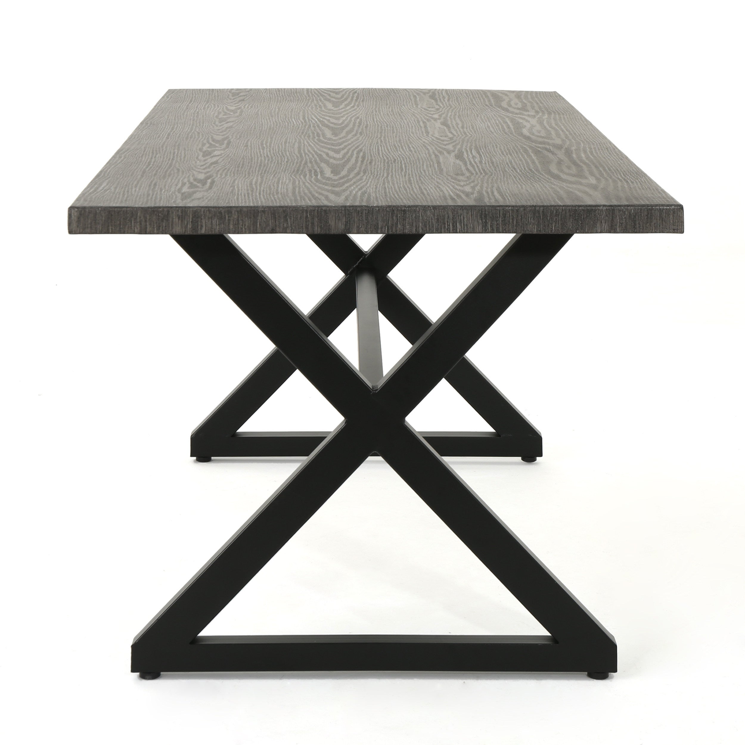 Rolando Outdoor Aluminum Dining Table with Steel Frame, Grey / Black - Grand Goldman Shop
