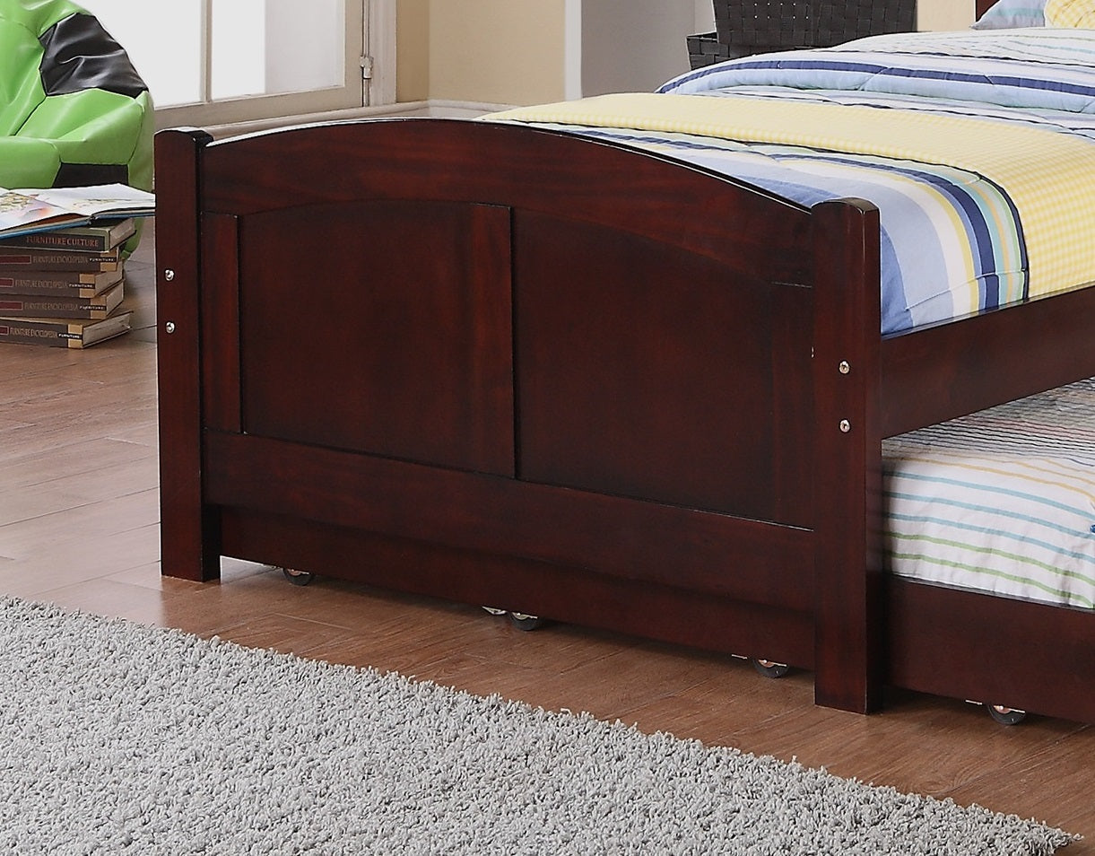 Twin Size Bed w/ Trundle Slats Dark Cherry Pine Plywood Kids Youth Bedroom Furniture | Premium Home Decor - Grand Goldman