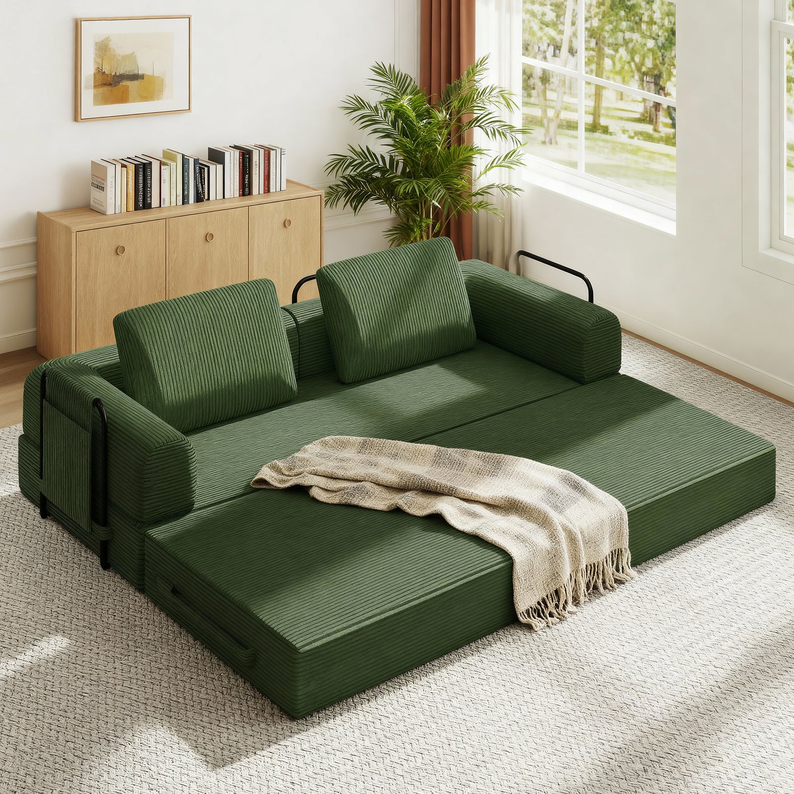 78 Inch Convertible Sleeper Sofa Bed, Futon Boneless Couch Lounge Loveseat with Pull Out Bed, No Assembly Required - Grand Goldman Shop