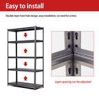 Industrial Black Metal 5 Tier Storage Shelves, Adjustable Heavy Duty Garage Shelving Unit, 72 Inch High - Grand Goldman Shop