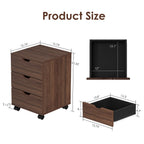 3-Drawer Vertical Filing Cabinet Rolling Wood Mobile File Cabinets Under Desk for Home Office with Casters (Non-Assembled) | 