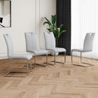 Modern Dining Chairs with Faux Leather Padded Seat Dining Living Room Chairs Upholstered Chair with Chrome Metal Legs Design for Kitchen, Living, Bedroom, Dining Room Side Chairs Set of 4 - Grand Goldman Shop