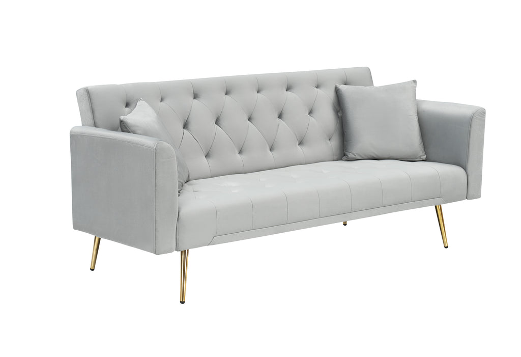 71-inch convertible love seat sofa, American vintage grey velvet material, suitable for small living room, bedroom, office - Grand Goldman Shop