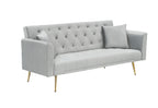 71-inch convertible love seat sofa, American vintage grey velvet material, suitable for small living room, bedroom, office - Grand Goldman Shop