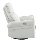 270° Power Swivel Rocker Recliner Chair, PU Leather Electric Glider Reclining Sofa with USB Ports, Power Swivel Glider, Rocking Chair,Nursery Recliners for Living Room Bedroom(Light Gray+270°Swivel) - Grand Goldman Shop