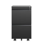 Sleek Modern 2 Drawer Metal Mobile File Cabinet with Lock, Black, Compact Size | Premium Home Decor - Grand Goldman