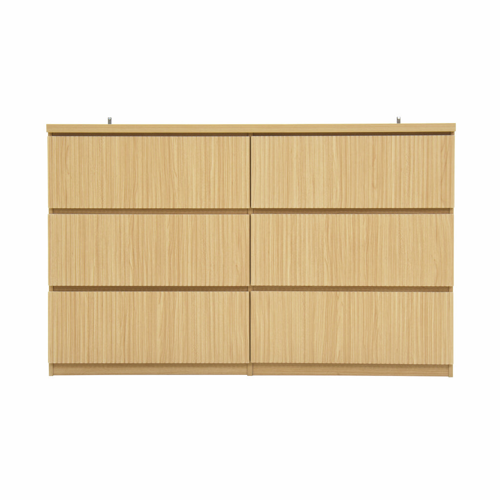 6 Drawer Storage Cabinet ,Dresser, Wood Storage Tower Clothes Organizer with Wavy drawer panel, Wide Chest of 6 Drawers, Large Storage Space for Bedroom, Hallway, Entryway Living Room Natural - Grand Goldman Shop