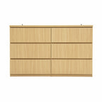 6 Drawer Storage Cabinet ,Dresser, Wood Storage Tower Clothes Organizer with Wavy drawer panel, Wide Chest of 6 Drawers, Large Storage Space for Bedroom, Hallway, Entryway Living Room Natural - Grand Goldman Shop