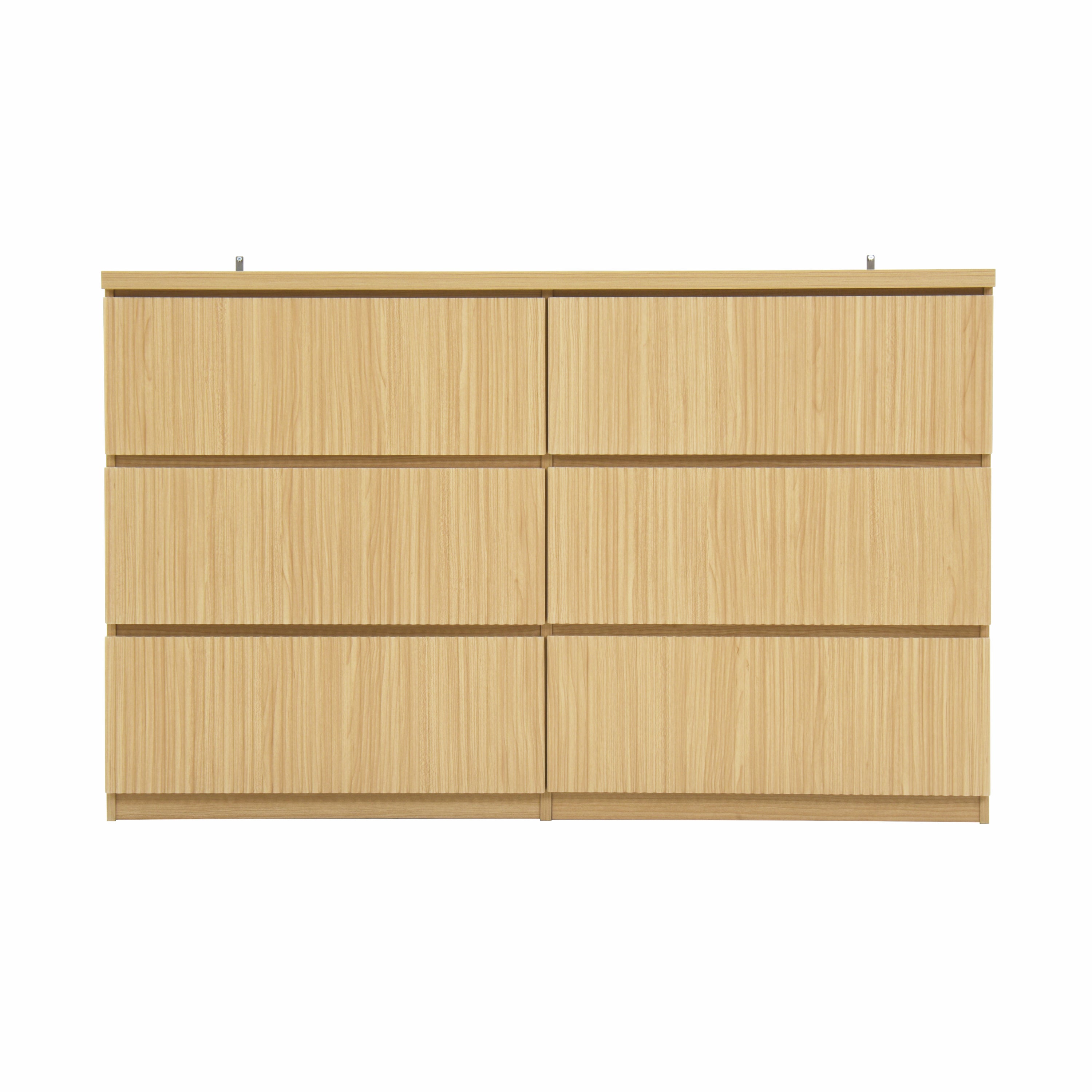 6 Drawer Storage Cabinet ,Dresser, Wood Storage Tower Clothes Organizer with Wavy drawer panel, Wide Chest of 6 Drawers, Large Storage Space for Bedroom, Hallway, Entryway Living Room Natural - Grand Goldman Shop
