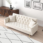 71 inch convertible love seat sofa, American retro beige velvet, suitable for small living room, bedroom, office - Grand Goldman Shop