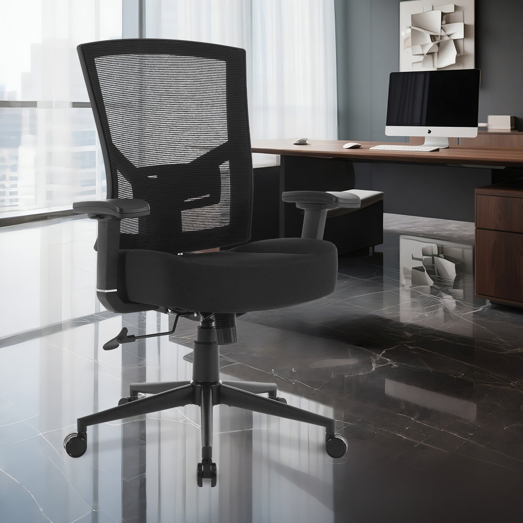 Big and Tall Office Chair 600lbs with Lumbar Support for Eight Hour Daily Work Ergonomic Mesh Desk Chair Widen 3D Cushion for