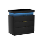 Nightstand with Charging Station and LED Lights,Night Stand with Sliding Top for Bedroom,Bedside Table with Drawers,Modern End Side Table,Black.28.8''W x 17''D x 30.5''H. - Grand Goldman Shop