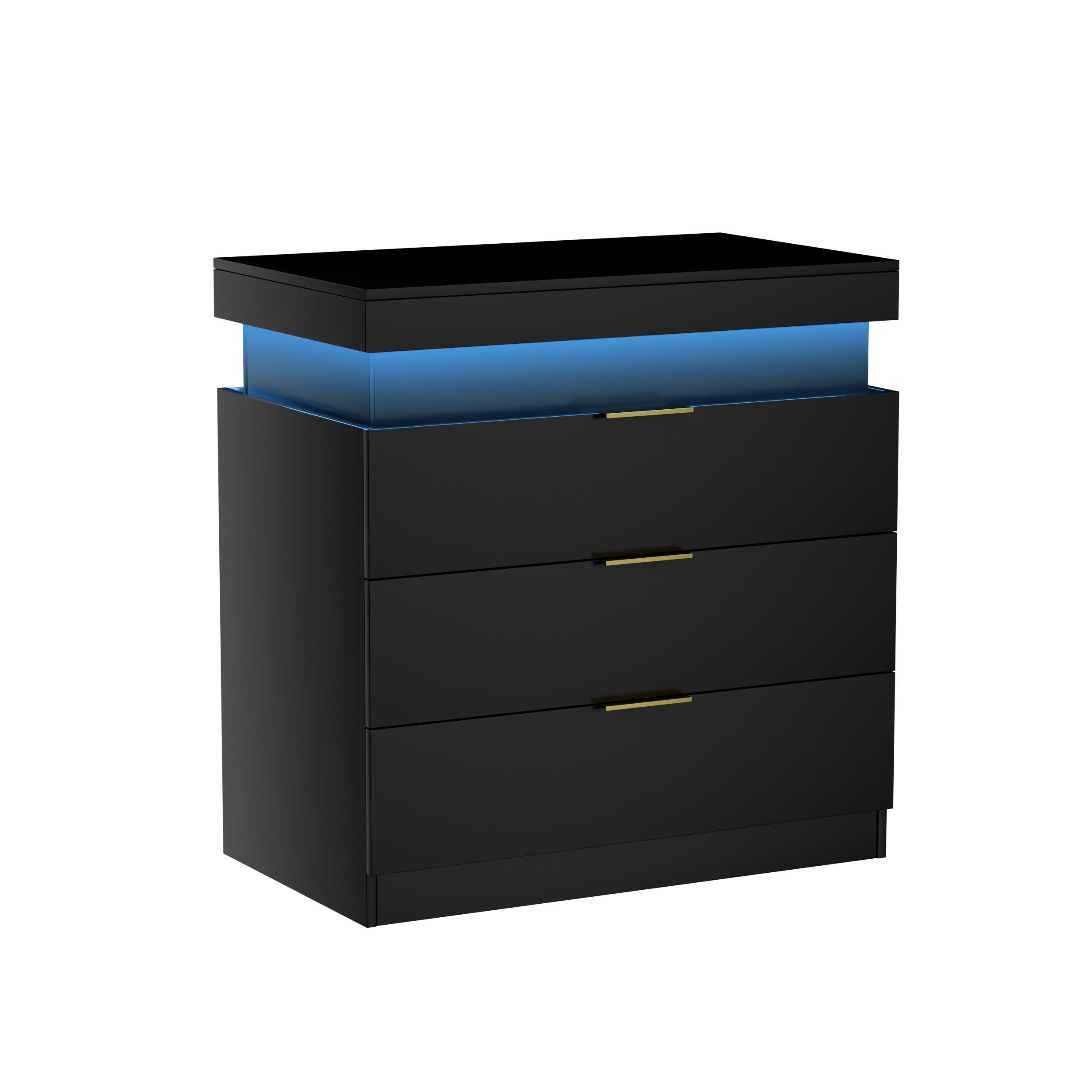 Nightstand with Charging Station and LED Lights,Night Stand with Sliding Top for Bedroom,Bedside Table with Drawers,Modern End Side Table,Black.28.8''W x 17''D x 30.5''H. - Grand Goldman Shop
