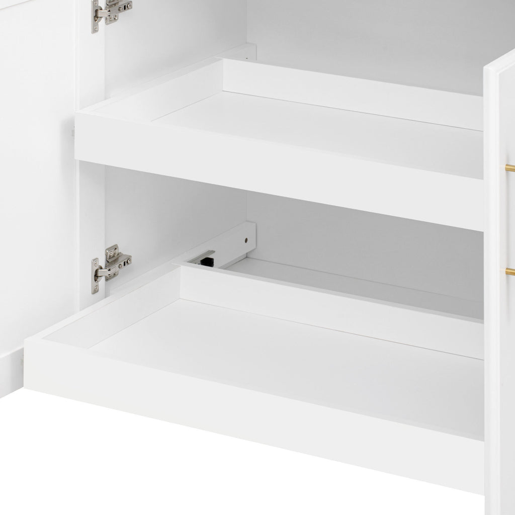 K&K 59.3' Kitchen Island with Storage 2 Pull Out Cabinet Organizers & Rubber Wood Drop Leaf, Rolling Kitchen Island with Trash Can Storage, Power Outlet, Spice & Towel Rack for Kitchen, Dining, White - Grand Goldman Shop