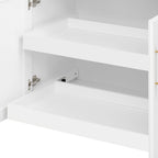 K&K 59.3' Kitchen Island with Storage 2 Pull Out Cabinet Organizers & Rubber Wood Drop Leaf, Rolling Kitchen Island with Trash Can Storage, Power Outlet, Spice & Towel Rack for Kitchen, Dining, White - Grand Goldman Shop